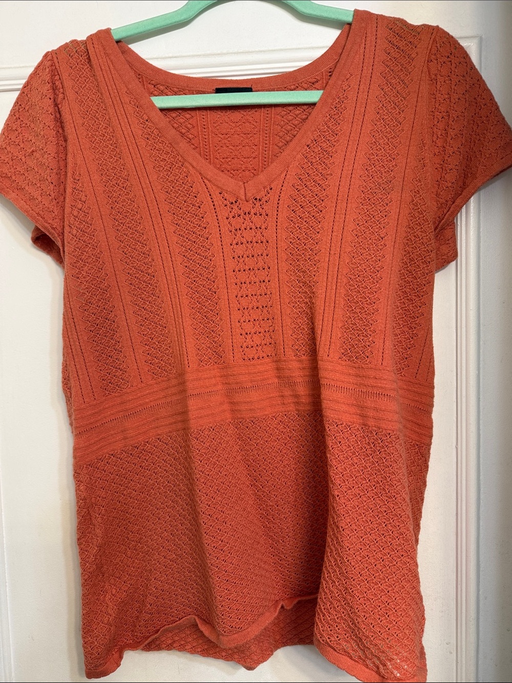 torrid Rust Orange Textured V-Neck Short Sleeve Top